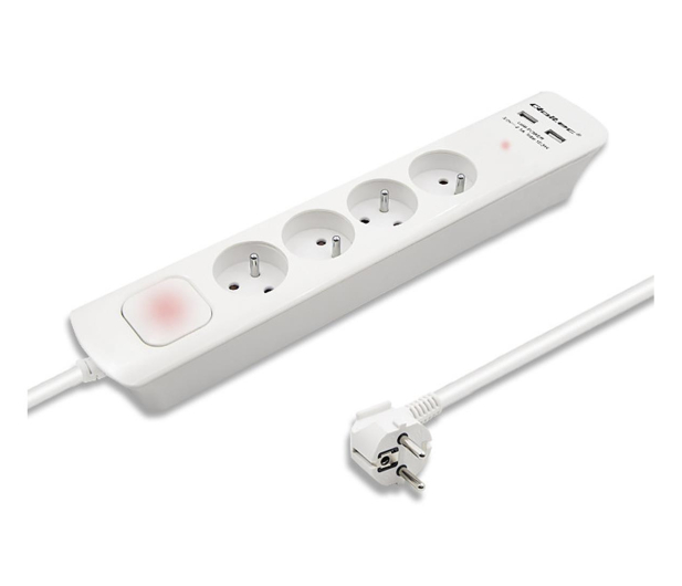Qoltec Listwa antyprzepięciowa - 4 gniazda, 2x USB, 1.8m biała - 1122589 - zdjęcie